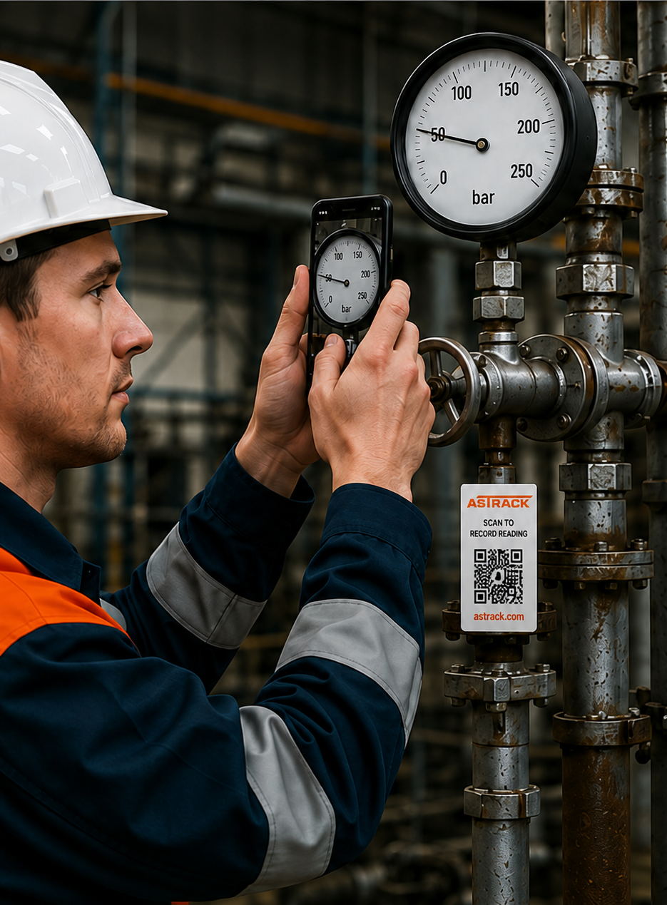Photographing a pressure gauge to capture the reading